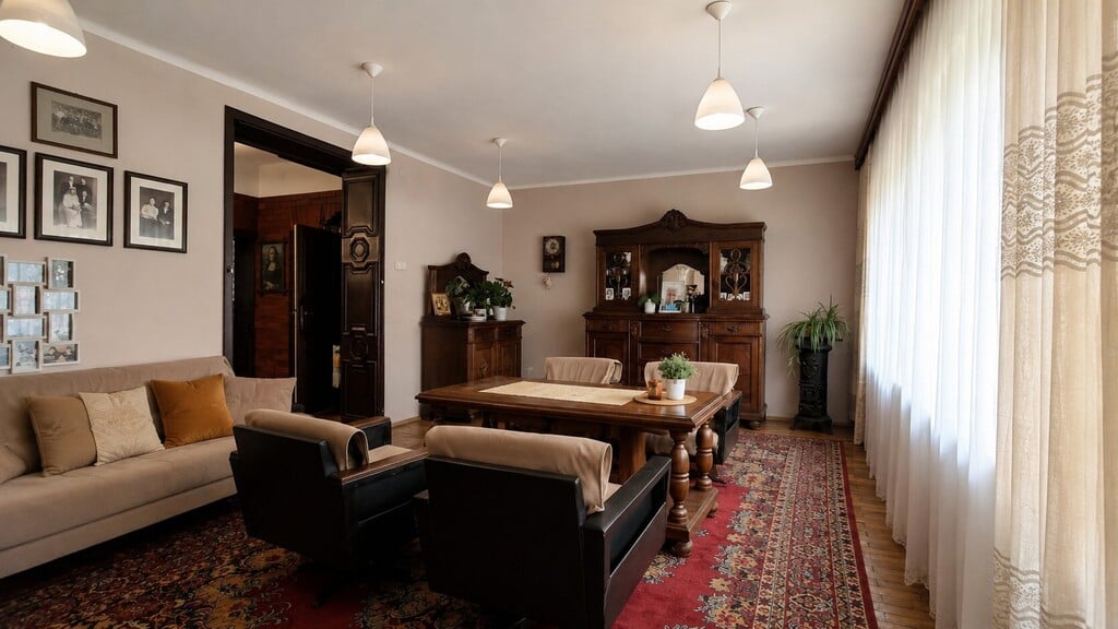 Duży salon w domu w Czernicy